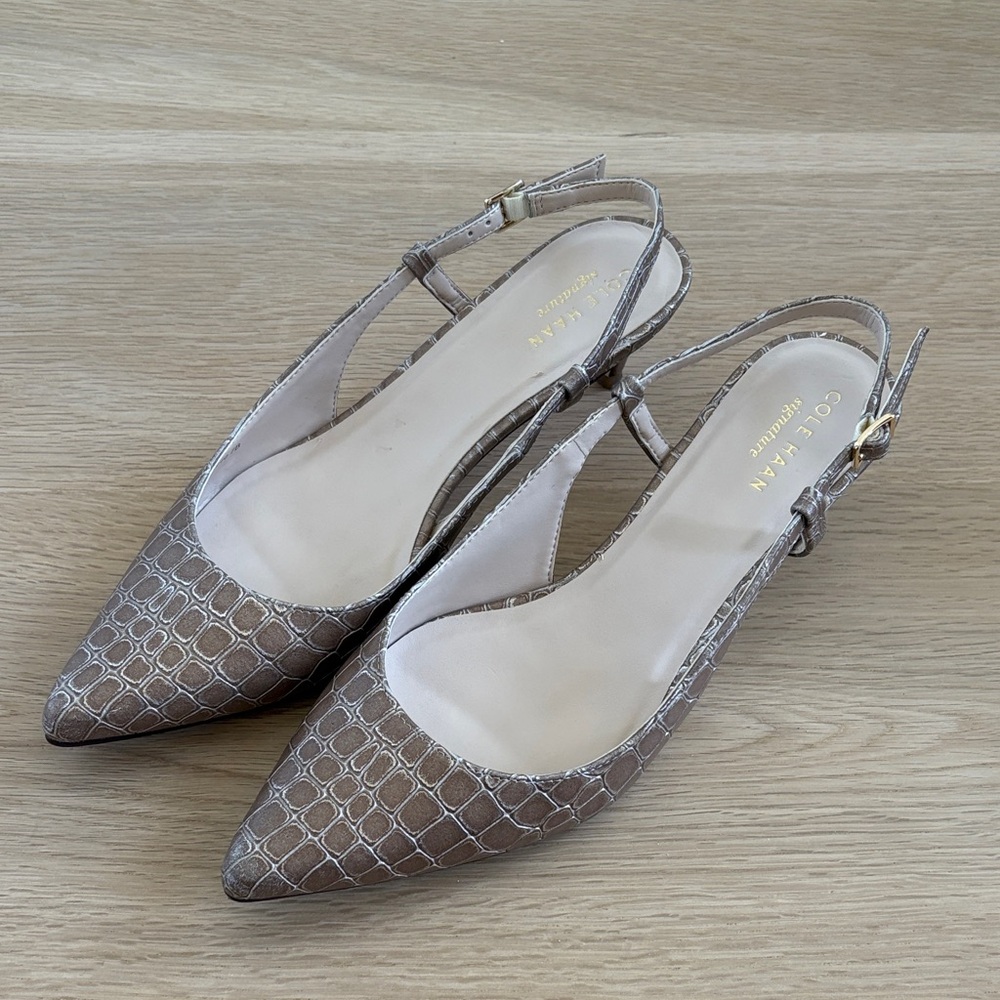 Cole Haan Women's Tan Textured Slingback Heels